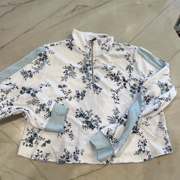 Wild Fable quarter zip blue floral sweatshirt sz M - Picture 2 of 6